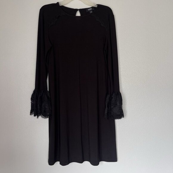 MSK Women's‎ Black Bell Sleeve Lace Formal Mid Dress Medium Loose Fit Wedding - Picture 1 of 7